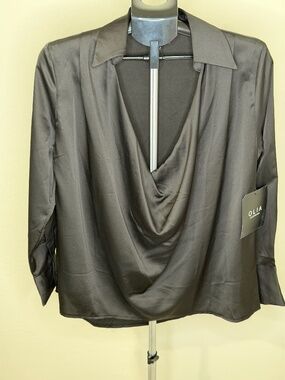 Olia Silky Drape Neck Top - NWT